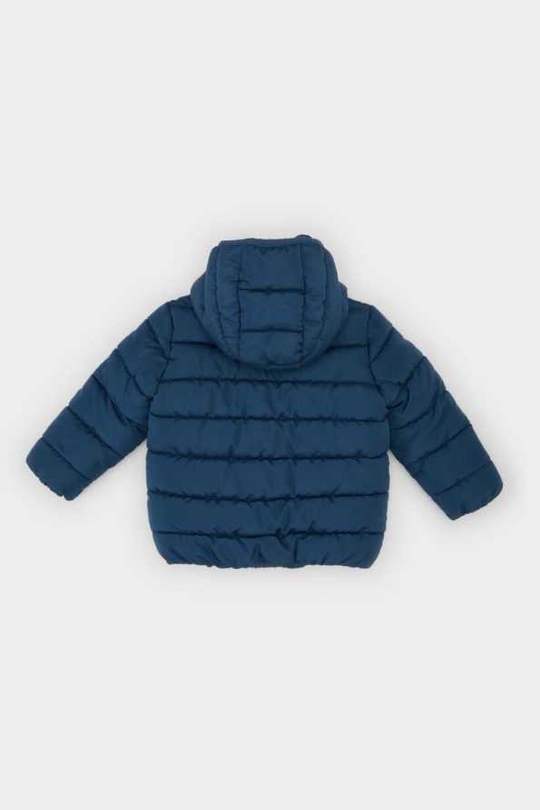 Boys' Waterproof Hooded Puffer Jacket with Zipper and Pockets