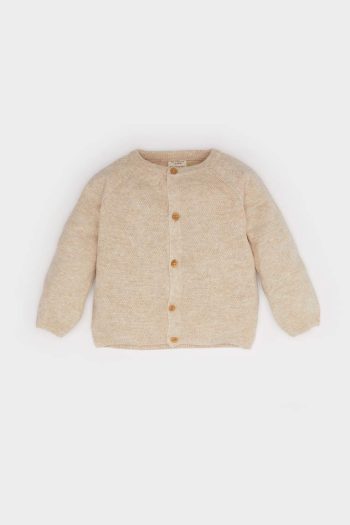 Boys' Button-Up Knit Cardigan with Crew Neck