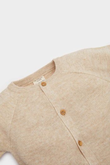 Boys' Button-Up Knit Cardigan with Crew Neck