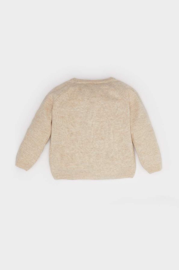 Boys' Button-Up Knit Cardigan with Crew Neck