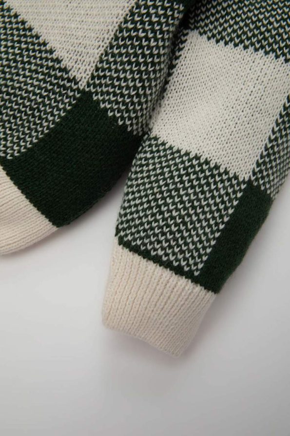 Boys' Checked V-Neck Buttoned Knit Cardigan