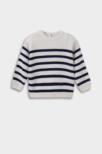 Boys' Regular Fit Striped Crew Neck Sweater