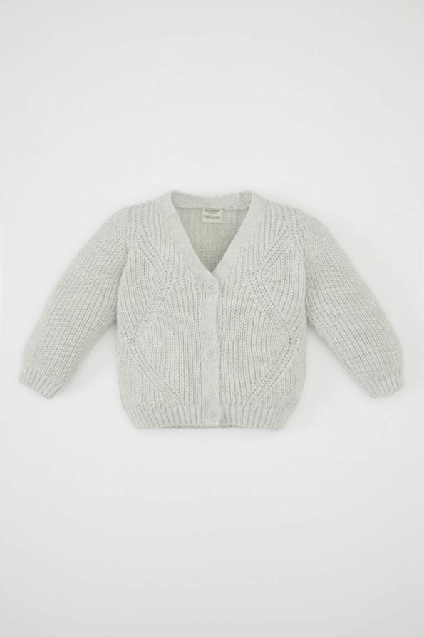 Sparkly Button-Up V-Neck Cardigan for Baby Girls