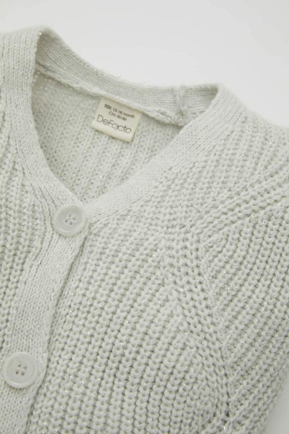 Sparkly Button-Up V-Neck Cardigan for Baby Girls
