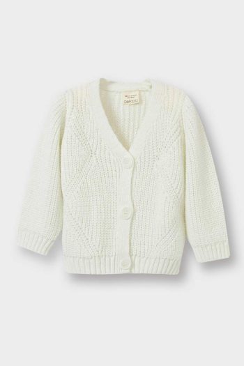 Girls' V-Neck Buttoned Knit Cardigan
