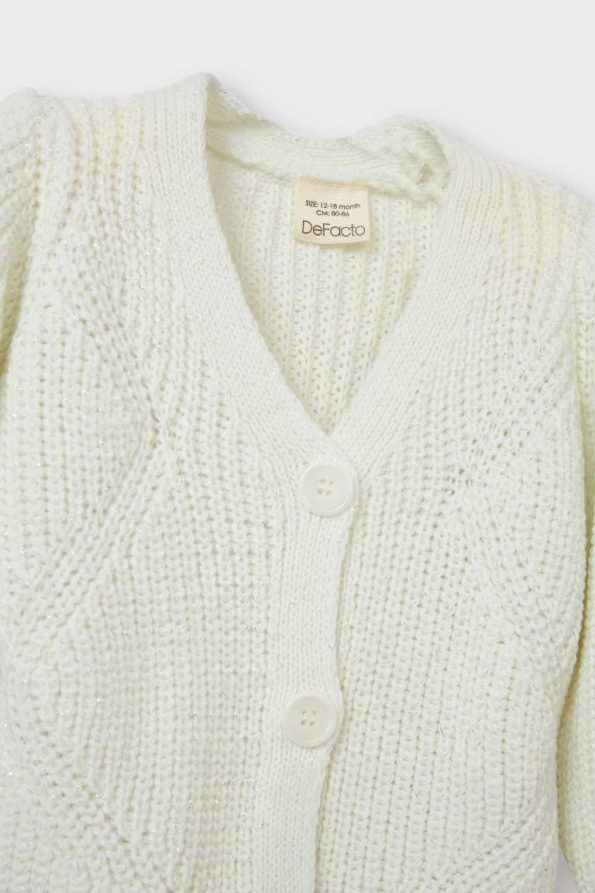 Girls' V-Neck Buttoned Knit Cardigan