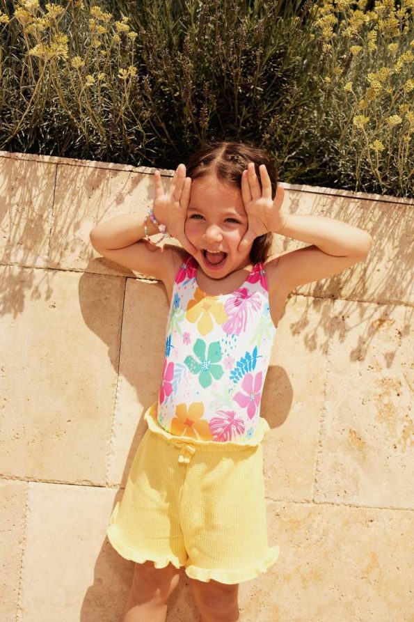 Girls' Baby Elastic Waist Waffle Shorts