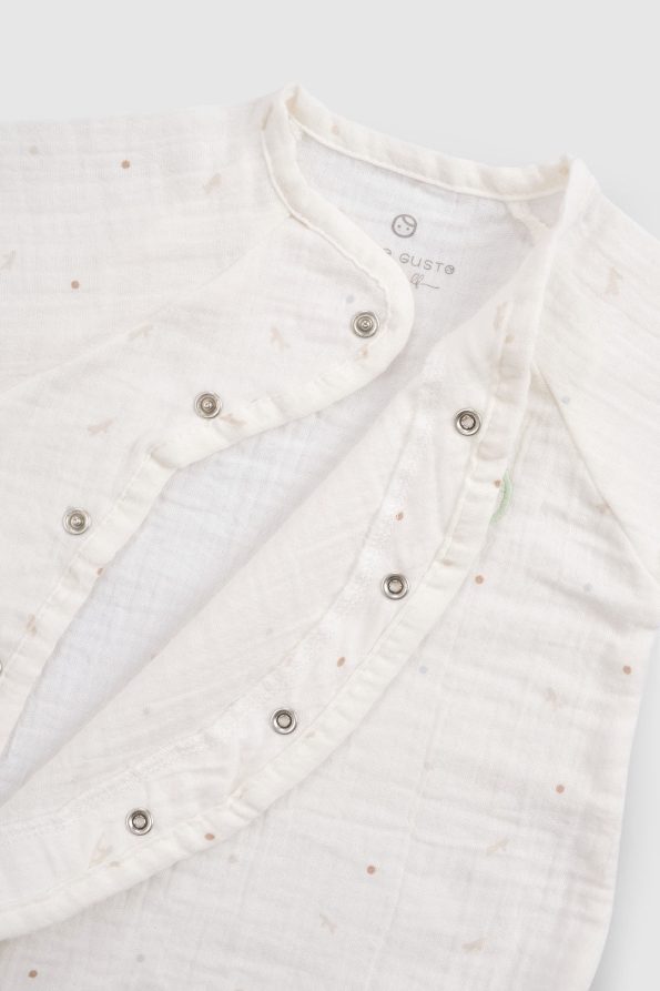 Organic Cotton Muslin Ecru Cross-Over Baby Romper