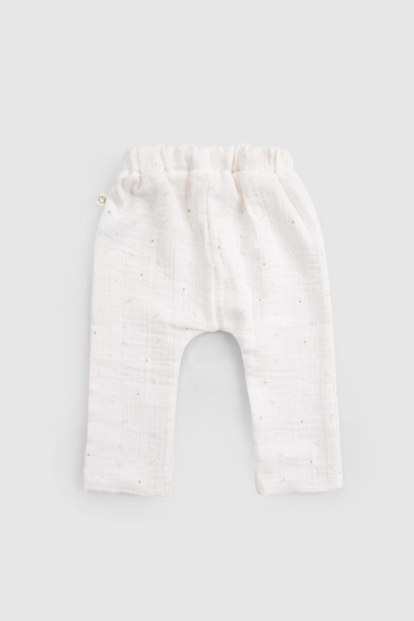 Organic Cotton Muslin Ecru Baby Pants