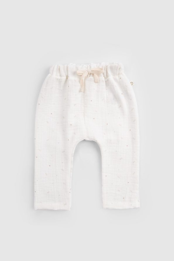 Organic Cotton Muslin Ecru Baby Pants