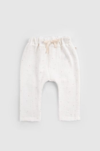 Organic Cotton Muslin Ecru Baby Pants