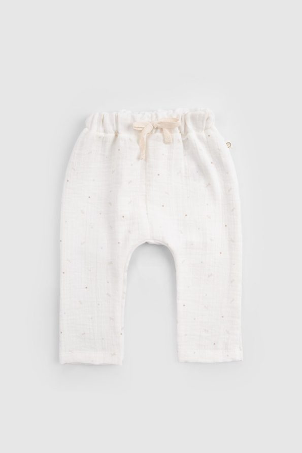 Organic Cotton Muslin Ecru Baby Pants