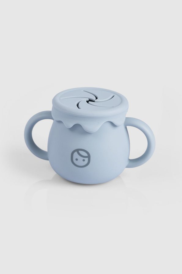 Silicone Straw Cup and Snack Cup Blue