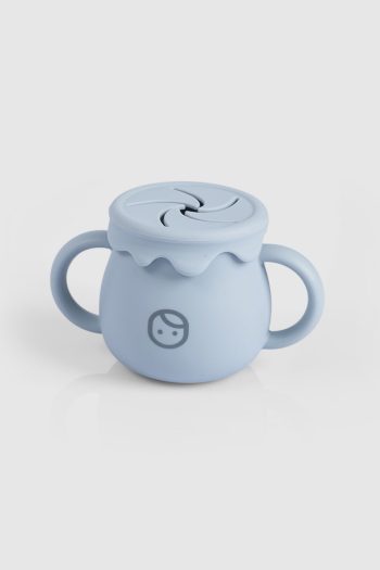 Silicone Straw Cup and Snack Cup Blue