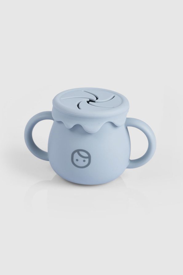 Silicone Straw Cup and Snack Cup Blue