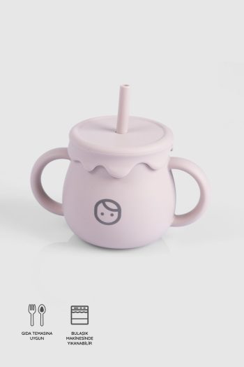 Silicone Straw Cup and Snack Cup Pink