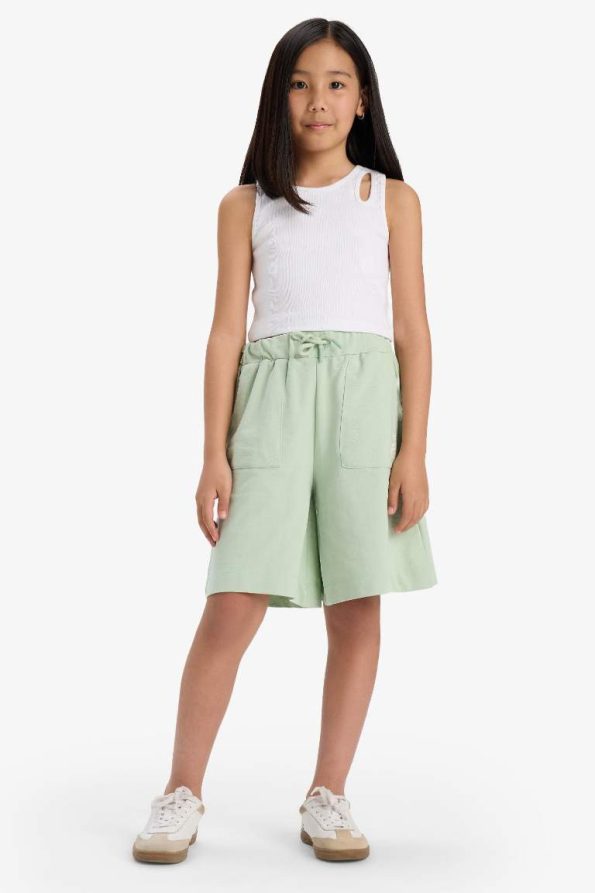 Girls' Basic Plain Elastic Waist Shorts