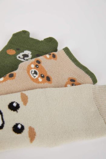 Boys' Non-Slip Sole Cotton Towel Socks - Set of 3