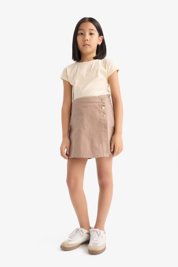 Girls' Slim Fit Short Sleeve Basic Ribbed T-Shirt