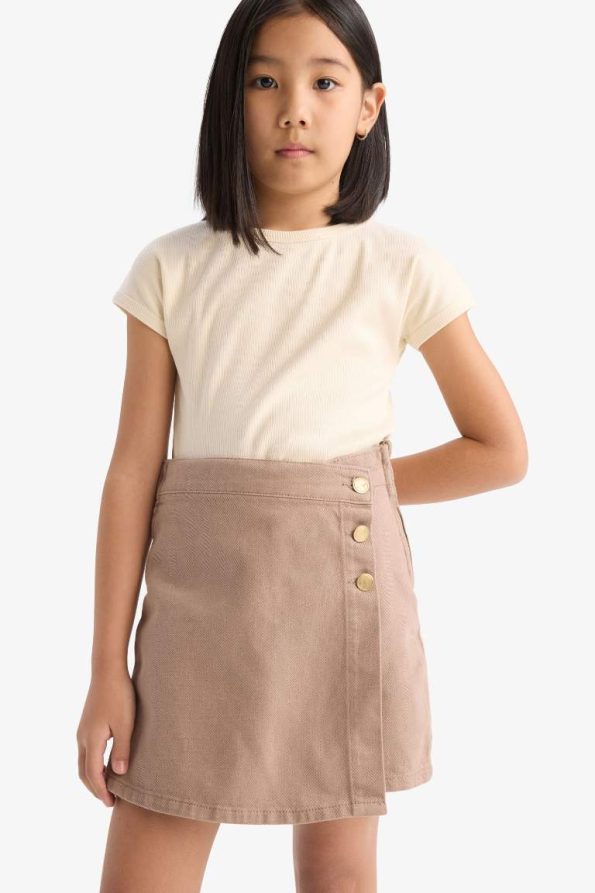 Girls' Slim Fit Short Sleeve Basic Ribbed T-Shirt