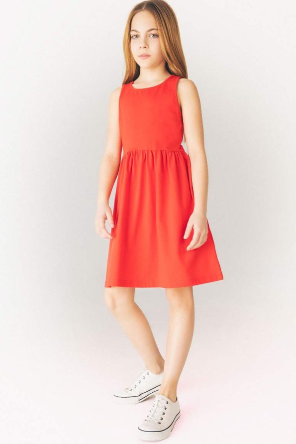 Girls' Sleeveless Basic Round Neck Summer Dress