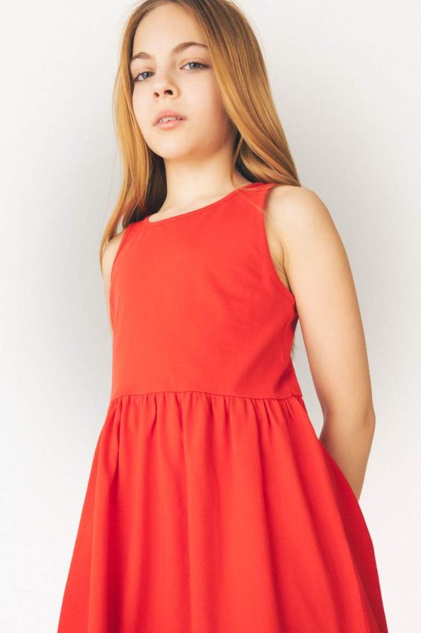 Girls' Sleeveless Basic Round Neck Summer Dress