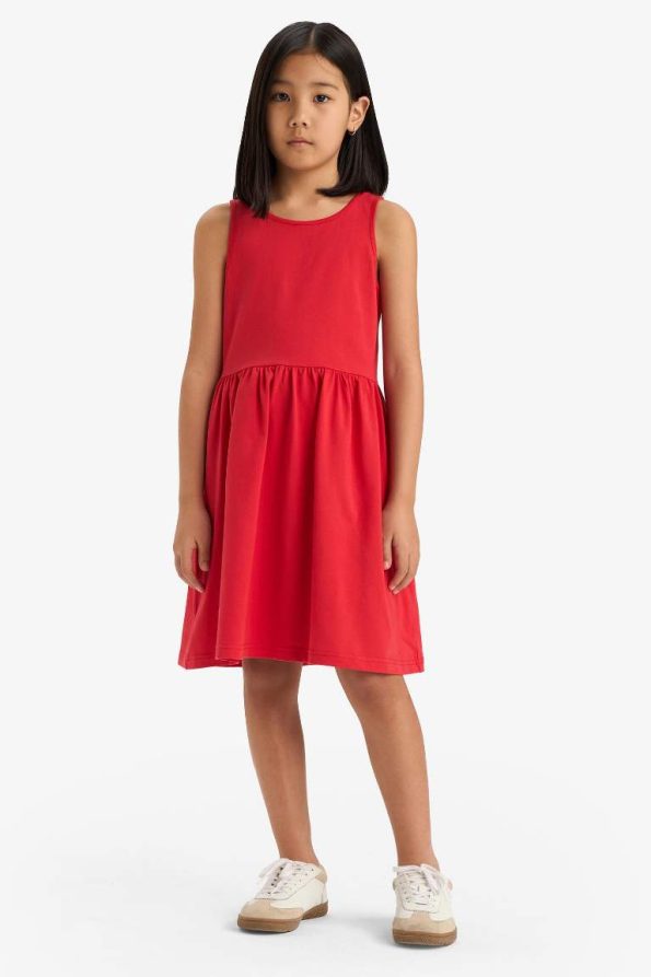 Girls' Sleeveless Basic Round Neck Summer Dress