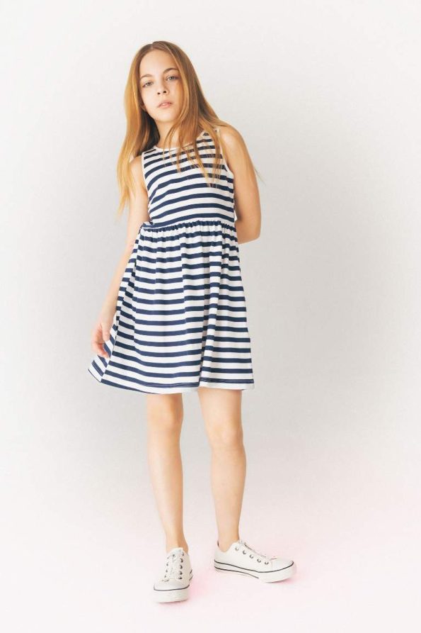 Girls' Striped Sleeveless Summer Dress