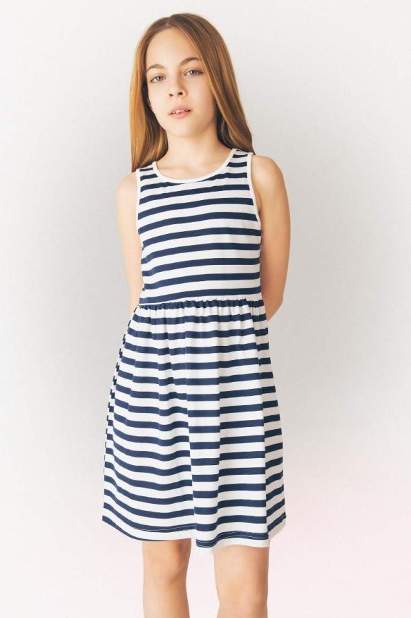 Girls' Striped Sleeveless Summer Dress