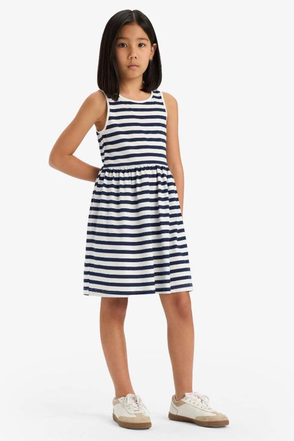 Girls' Striped Sleeveless Summer Dress