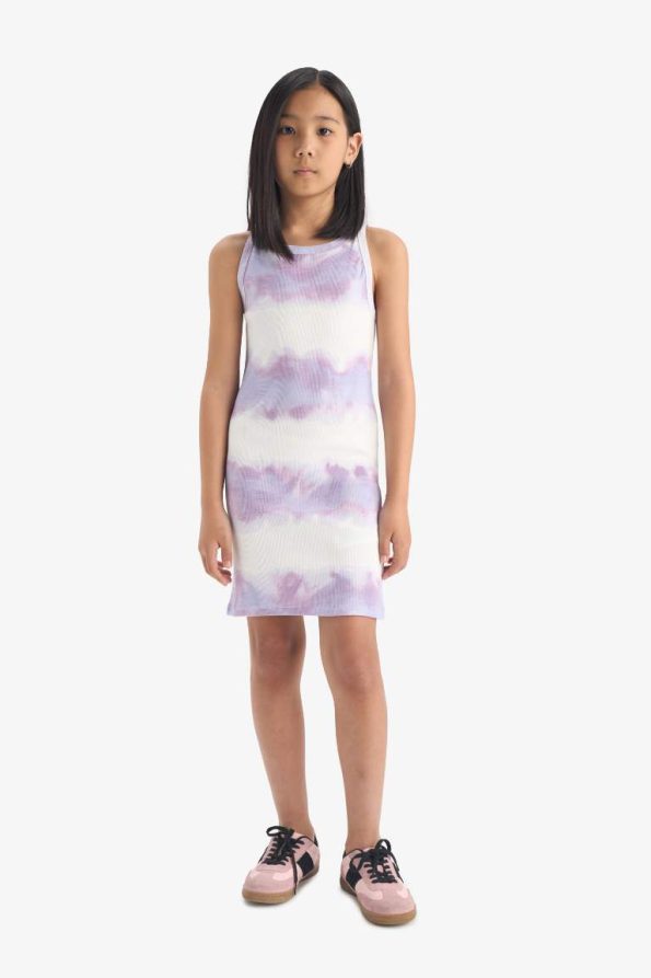 Girls' Tie-Dye Ribbed Sleeveless Summer Dress