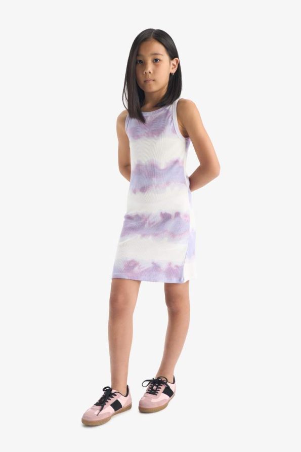 Girls' Tie-Dye Ribbed Sleeveless Summer Dress
