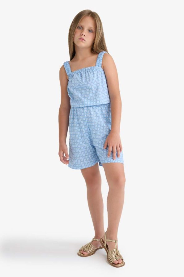 Girls' Patterned Sleeveless Jumpsuit