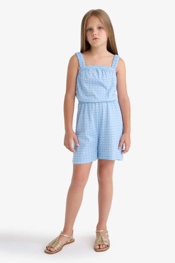 Girls' Patterned Sleeveless Jumpsuit