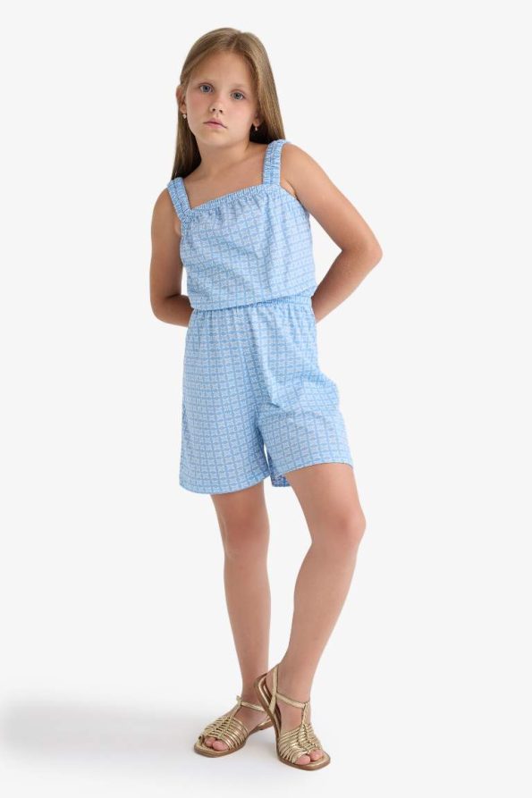 Girls' Patterned Sleeveless Jumpsuit