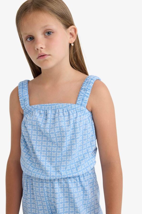 Girls' Patterned Sleeveless Jumpsuit