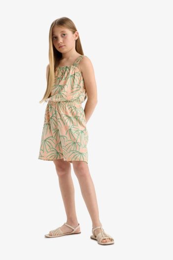 Girls' Patterned Strap Jumpsuit