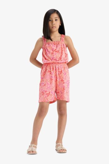 Girls' Printed Strap Jumpsuit