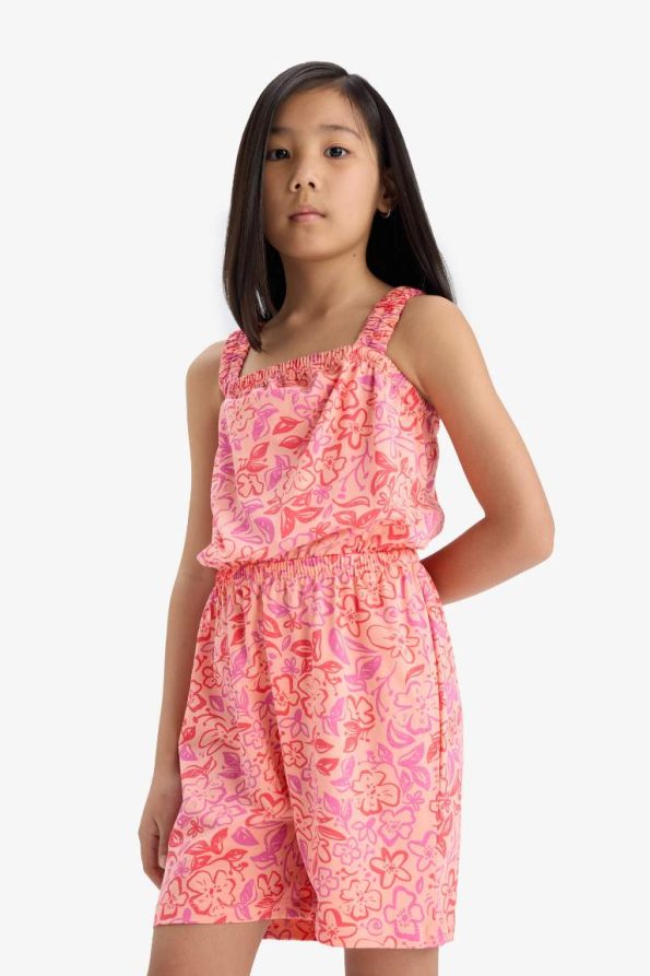 Girls' Printed Strap Jumpsuit