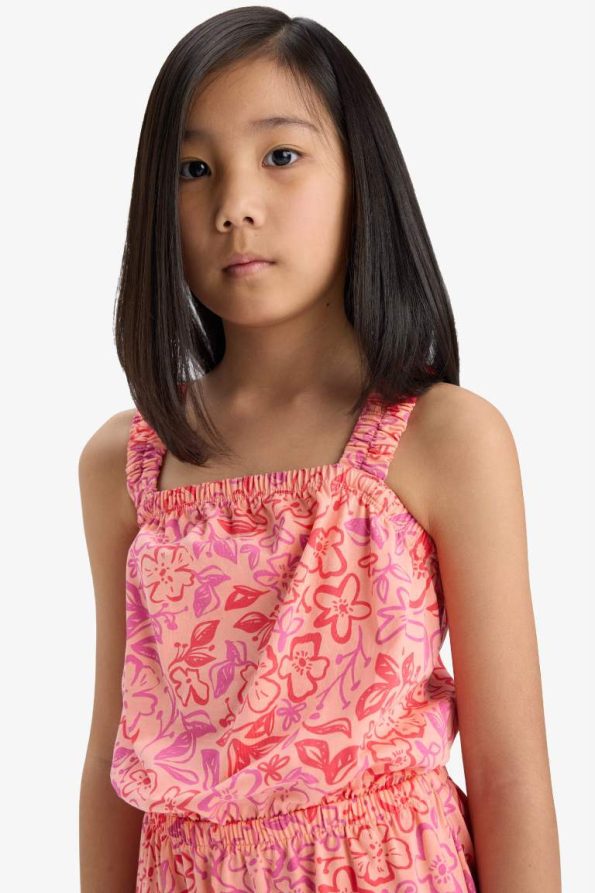 Girls' Printed Strap Jumpsuit