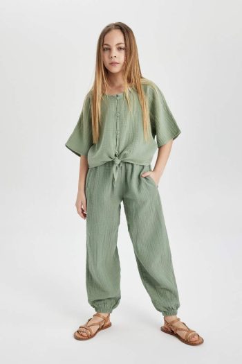 Girls' Short Sleeve Tie Front Blouse