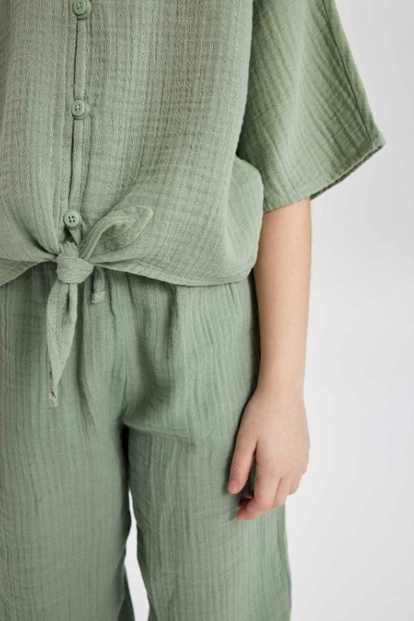 Girls' Short Sleeve Tie Front Blouse