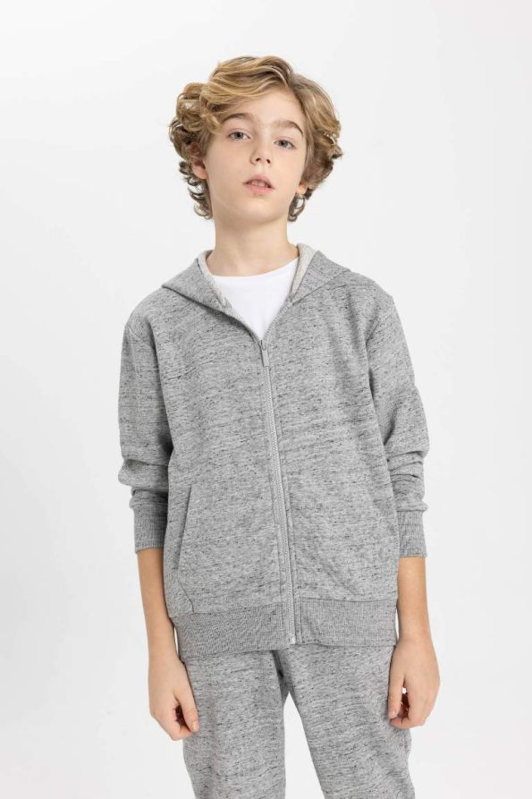 Boys' Basic Hooded Zipper Sweatshirt