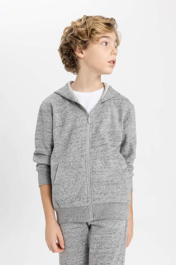 Boys' Basic Hooded Zipper Sweatshirt