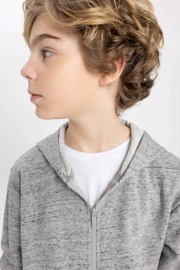 Boys' Basic Hooded Zipper Sweatshirt