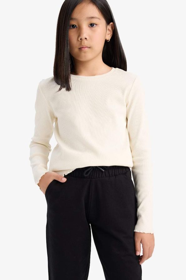 Girls' School Return Slim Fit Long Sleeve Basic T-Shirt