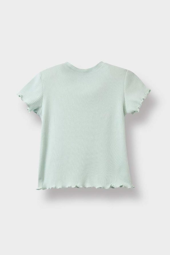 Girls' Short Sleeve Floral Ribbed T-Shirt