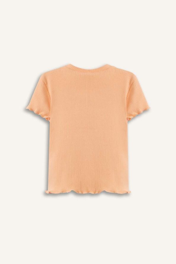 Girls' Short Sleeve Floral Ribbed T-Shirt