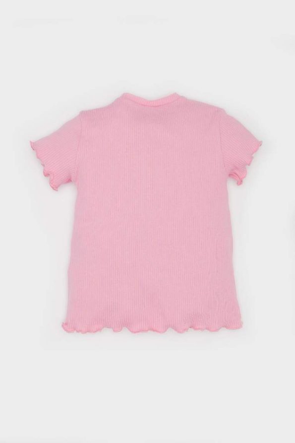Girls' Short Sleeve Floral Ribbed T-Shirt
