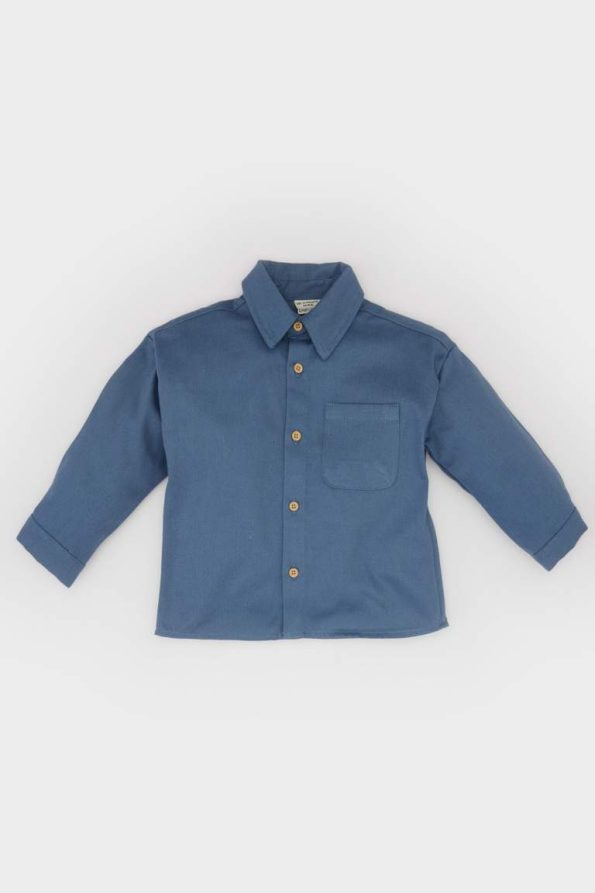 Boys' Long Sleeve Gabardine Shirt with Back Print